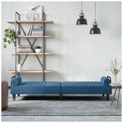 Divano Letto Con Braccioli Blu In Velluto - Foto 9