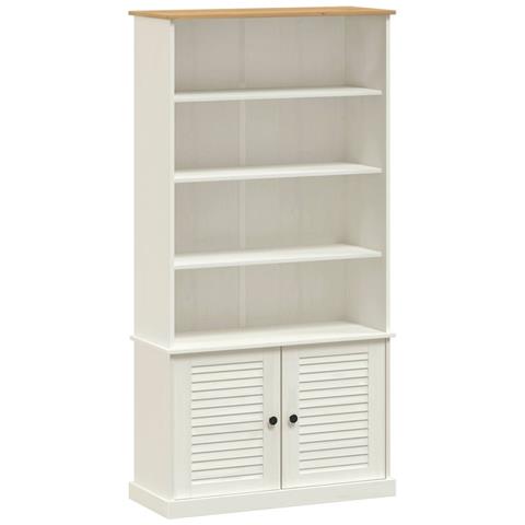 Libreria Vigo 85x35x170 Cm In Legno Massello Di Pino Bianco - Foto 1