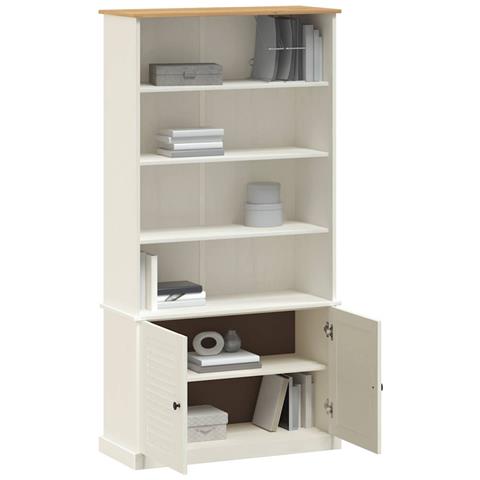 Libreria Vigo 85x35x170 Cm In Legno Massello Di Pino Bianco - Foto 2