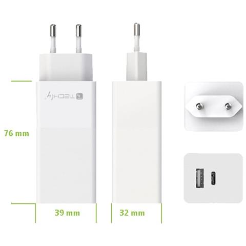 Caricatore Alimentatore Usb-c E Usb-a Da Muro 100w Per Smartphone O Tablet - Foto 3