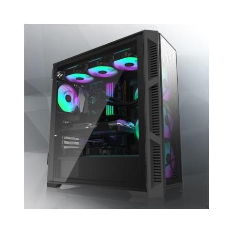 Case PONOS Ultra Midi tower ATX, EATX, micro ATX, Mini-ITX 2 Porte USB 3.2 Colore Nero (Finestrato) - Foto 2