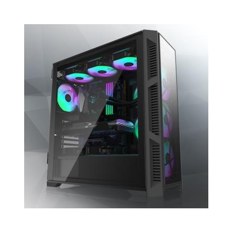 Case PONOS Ultra Midi tower ATX, EATX, micro ATX, Mini-ITX 2 Porte USB 3.2 Colore Nero (Finestrato) - Foto 1