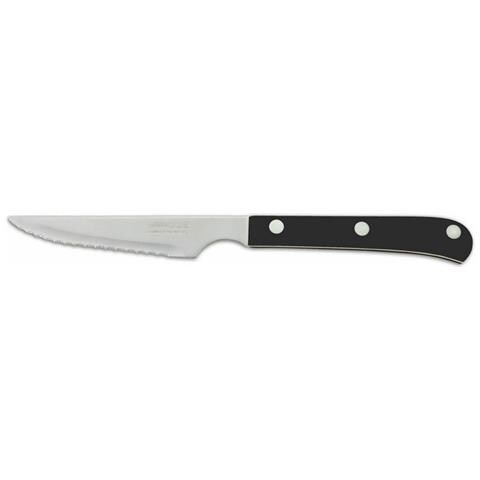 Coltello Coltello A Lama Seghettata In Acciaio Inox Coltello A Lama Seghettata In Nitrum Manico In Poliossimetilene, Nero, 115 Mm. Coltello Sottile E Resistente. Utilizzato Per Tagliare Senza Fatica Bistecche E Carne Leggermente Grigliata. - Foto 1