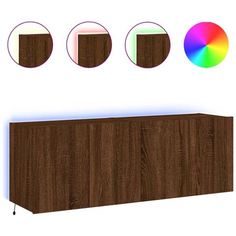 Mobili Tv A Parete Con Luci Led 2pz Rovere Marrone 60x35x41 Cm - Foto 2