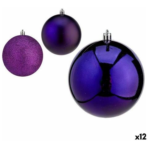 Set Di Palline Di Natale Viola Plastica 10 X 11 X 10 Cm (12 Unità) - Foto 1