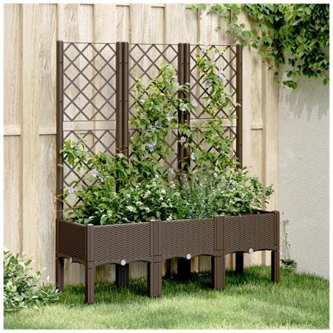 Fioriera Da Giardino Con Traliccio Marrone 120x40x142 Cm In Pp - Foto 1