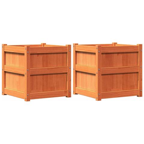 Fioriere Da Giardino 2pz Marrone Cera Legno Massello Di Pino - Foto 2