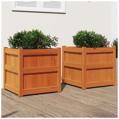 Fioriere Da Giardino 2pz Marrone Cera Legno Massello Di Pino - Foto 1