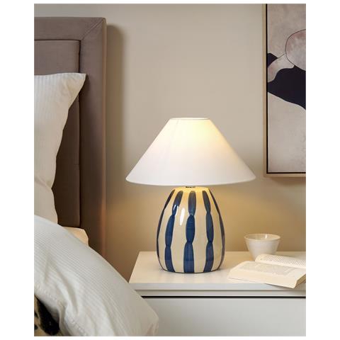 Lampada Da Tavolo Luchetti Ceramica Bianco /blu - Foto 1