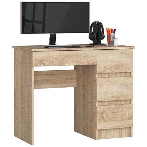 Scrivania per computer A7 destro, 4 cassetti, 90x50x77 cm, Colore Sonoma Quercia - Foto 1