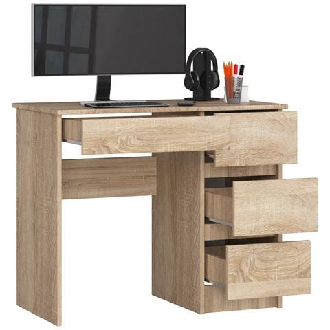 Scrivania per computer A7 destro, 4 cassetti, 90x50x77 cm, Colore Sonoma Quercia - Foto 2
