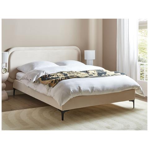 Letto Velluto Suzette 180 X 200 Cm Beige Chiaro - Foto 1