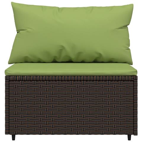 Divano Centrale Da Giardino Con Cuscini In Polyrattan Marrone - Foto 2