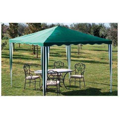 Gazebo Tropikana 300x300 Cm Telo In Poliestere Verde Bianco Arredo Giardino - Foto 2