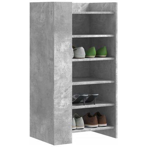 Scarpiera Grigio Cemento 52x37,5x100 cm in Legno Multistrato - Foto 1