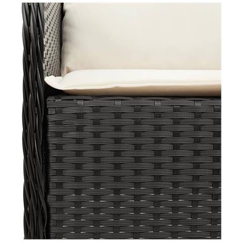 Set da Pranzo da Giardino 3 pz con Cuscini Nero in Polyrattan - Foto 2