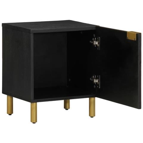 Comodino Nero 40x33x46 Cm In Legno Massello Di Mango - Foto 2