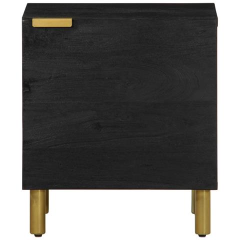 Comodino Nero 40x33x46 Cm In Legno Massello Di Mango - Foto 3