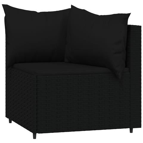 Set Divani da Giardino 4 pz con Cuscini Nero in Polyrattan - Foto 2