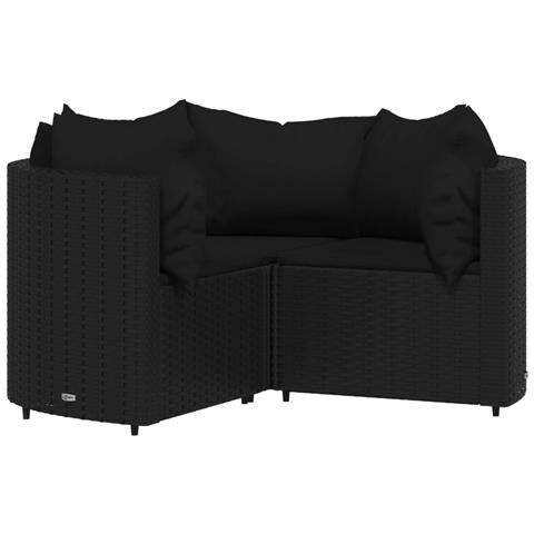 Set Divani da Giardino 4 pz con Cuscini Nero in Polyrattan - Foto 10