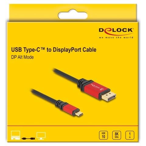 Cavo USB Type-C per DisplayPort (DP Alt Mode) 8K 30 Hz con funzione HDR 1 m rosso - Foto 3