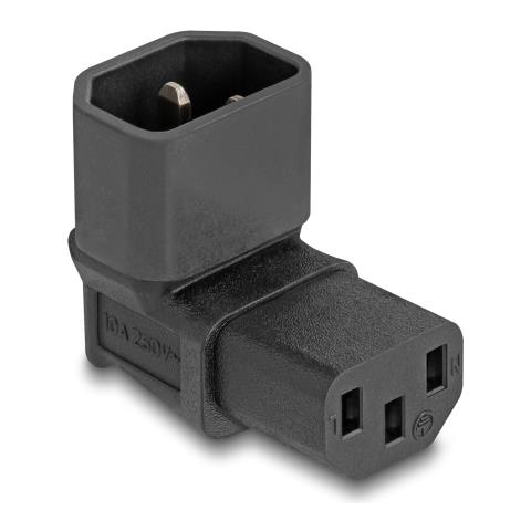 Adattatore di alimentazione IEC 60320 - da C14 a C13, maschio / femmina, 10 A, angolato a 90° - Foto 1