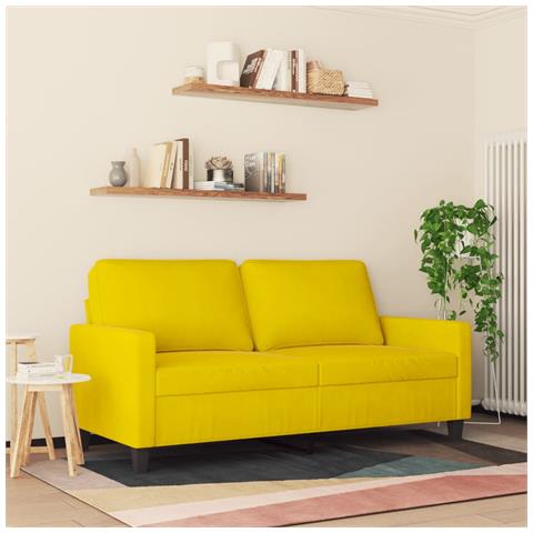 Divano A 2 Posti Giallo 140 Cm In Velluto - Foto 3