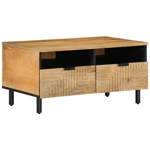 Tavolino Da Salotto Marrone 80x54x40 Cm Legno Massello Di Mango - Foto 1