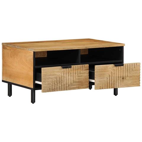 Tavolino Da Salotto Marrone 80x54x40 Cm Legno Massello Di Mango - Foto 2