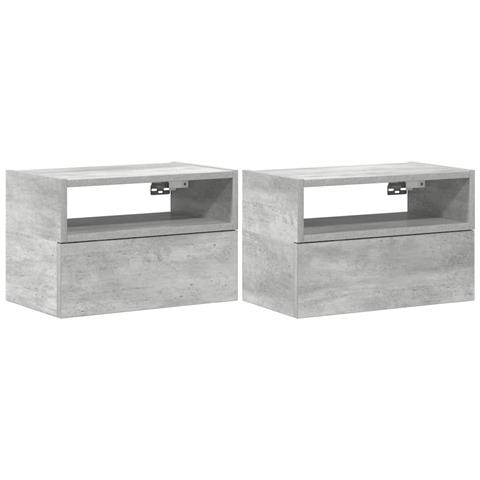 Comodini A Muro 2 Pz Grigio Cemento 45x26x28,5 Cm - Foto 2
