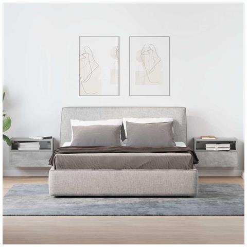 Comodini A Muro 2 Pz Grigio Cemento 45x26x28,5 Cm - Foto 3