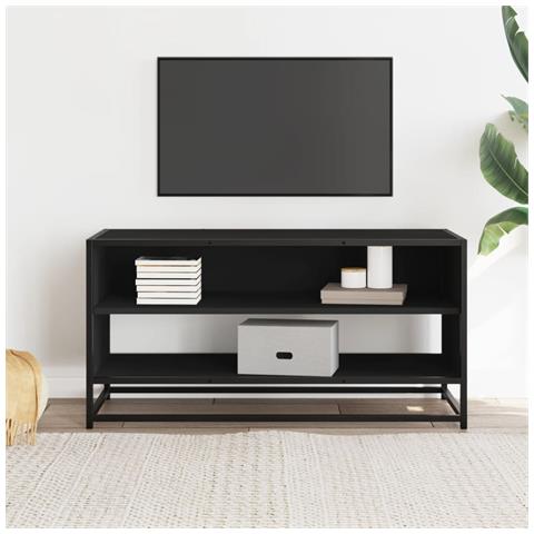 Mobile Porta Tv Nero 91x40x46 Cm In Truciolato E Metallo - Foto 3