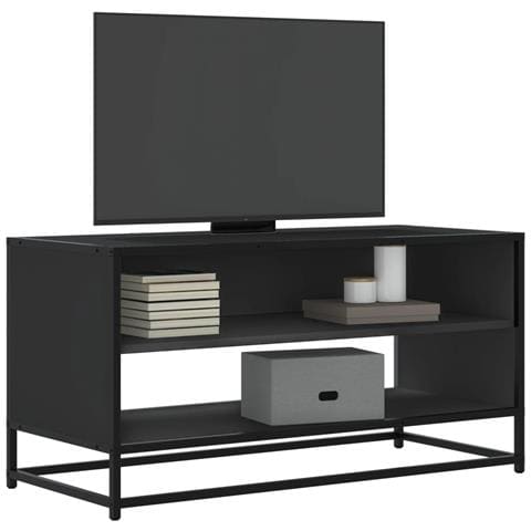 Mobile Porta Tv Nero 91x40x46 Cm In Truciolato E Metallo - Foto 1
