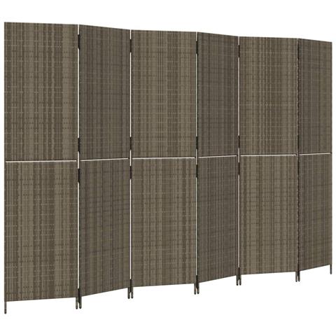 Divisorio Per Ambienti A 6 Pannelli Grigio In Polyrattan - Foto 2