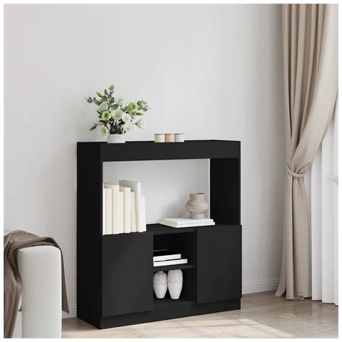 Credenza Nera 92x33x100 Cm In Legno Multistrato - Foto 3