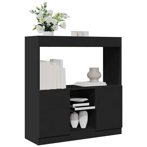 Credenza Nera 92x33x100 Cm In Legno Multistrato - Foto 1