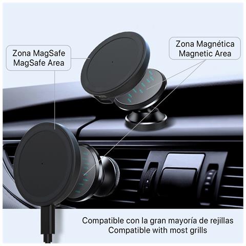 Supporto Magnetico, Compatibile Con Magsafe Iphone12/13, Con Caricatore Di Ricarica Rapida Wireless Qi Per Auto. Funzione Di Caricatore Da Tavolo Qi Universale. - Foto 5