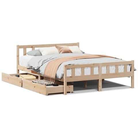 Letto senza Materasso 120x190 cm in Legno Massello di Pino - Foto 1