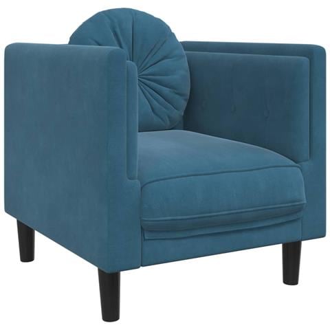 Poltrona Con Cuscino Blu In Velluto - Foto 2