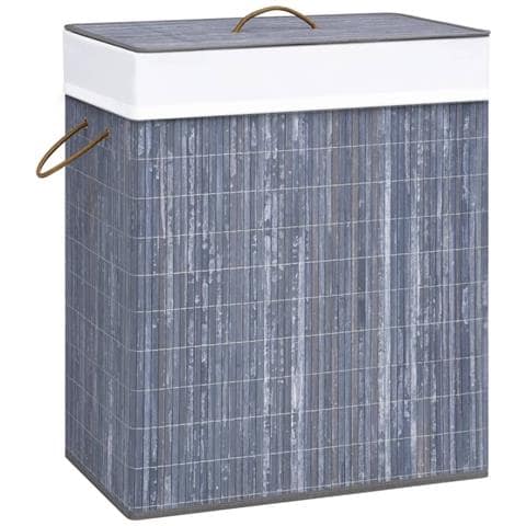 Cesto Portabiancheria In Bambù A Sezione Singola Grigio 83 L - Foto 2