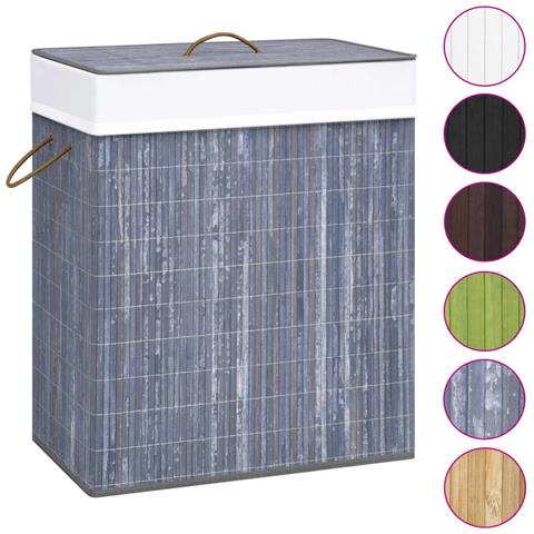 Cesto Portabiancheria In Bambù A Sezione Singola Grigio 83 L - Foto 1