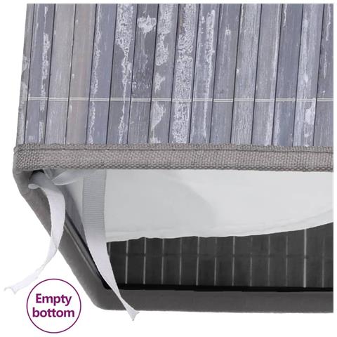 Cesto Portabiancheria In Bambù A Sezione Singola Grigio 83 L - Foto 8