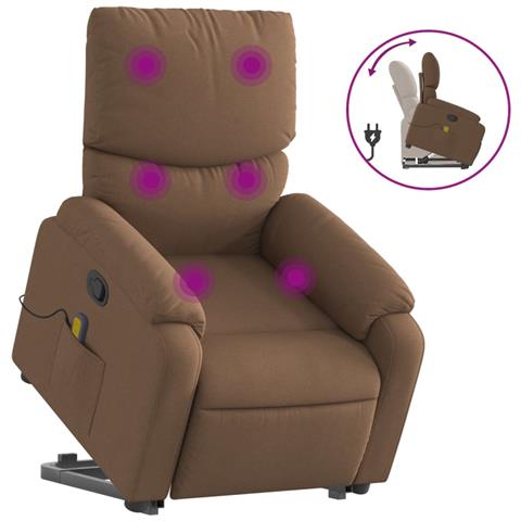 Lusso Casadino - Poltrona Alzapersona Massaggiante Reclinabile Marrone Tessuto - Foto 1