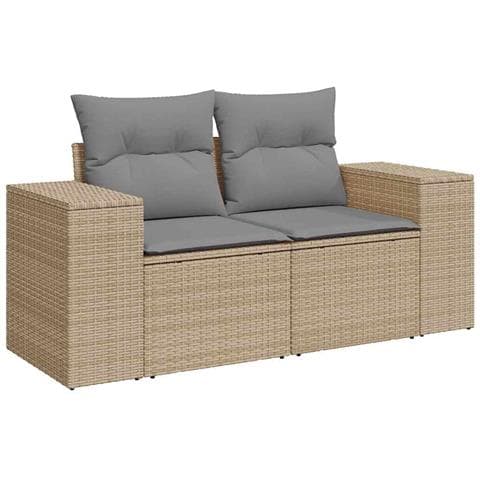 Divano da Giardino con Cuscini a 2 Posti Beige in Polyrattan - Foto 1