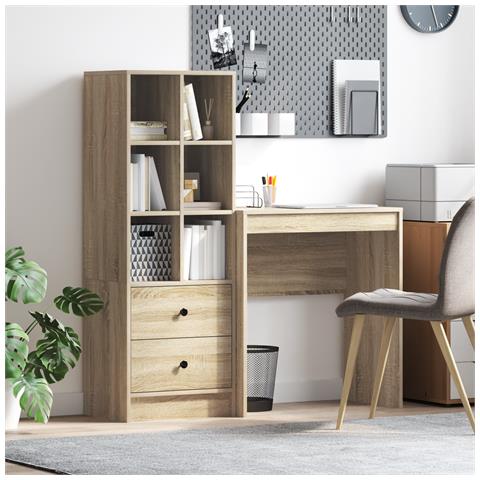 Scrivania con archiviazione rovere Sonoma legno ingegnerizzato - Foto 2