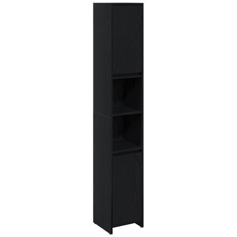 Mobile da bagno Nero Rovere 30x30x183,5 cm Legno ingegnerizzato - Foto 1