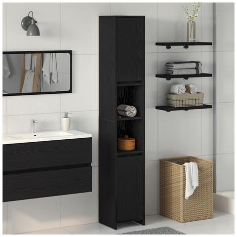 Mobile da bagno Nero Rovere 30x30x183,5 cm Legno ingegnerizzato - Foto 2