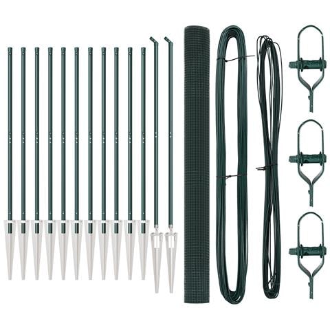 Recinzione in rete saldata con 13 pali a picchetto Verde 1.5x25 m Acciaio - Foto 1