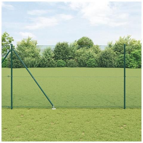 Recinzione in rete saldata con 13 pali a picchetto Verde 1.5x25 m Acciaio - Foto 2