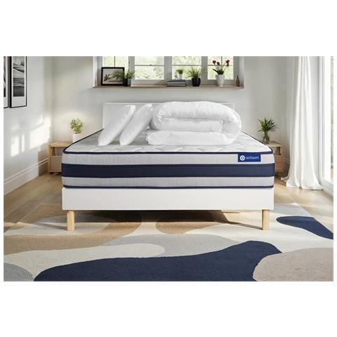 Pacchetto Letto Completo - Materasso 140x200cm + Box Spring Con Doghe (kit) + 2 Cuscini + Piumino - Actiflex Ergo - Foto 1
